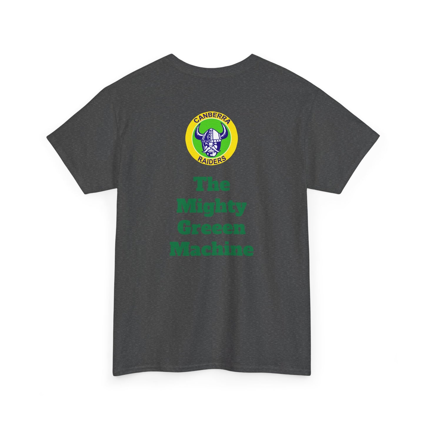 The Mighty Canberra Raiders Green Machine, Heavy Cotton T-Shirt, Graphic Tee, Sports Fan Apparel, Unisex Casual Wear.