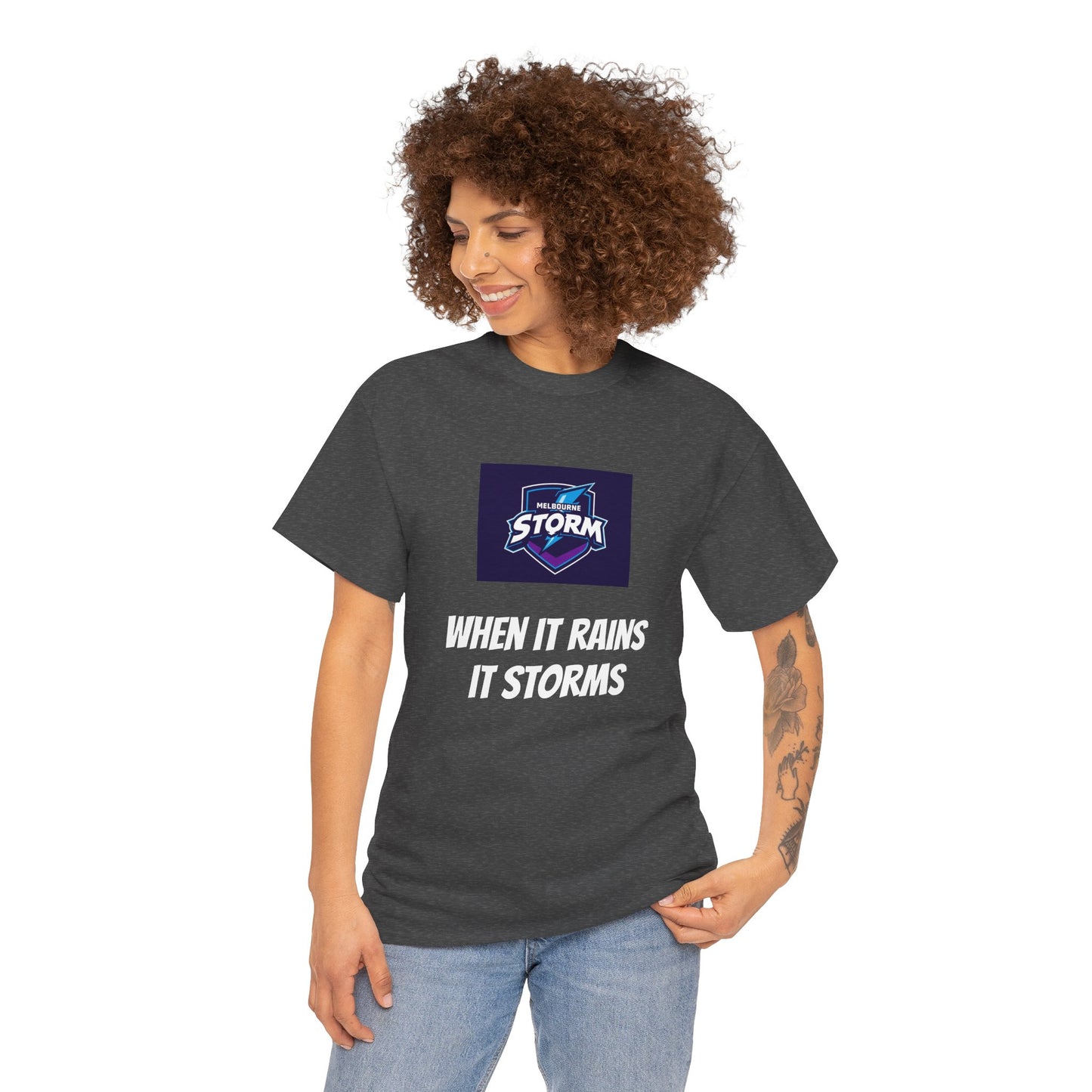 Melbourne Storm Unisex Heavy Cotton Tee | Perfect for Game Day, Sports Fan Gear, Custom Tee, Graphic Tee, Gift for Him/Her