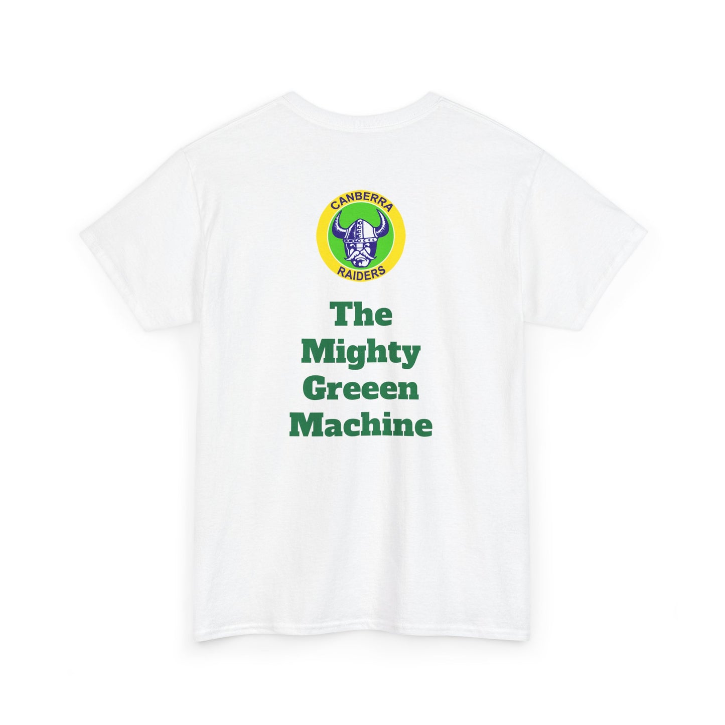 The Mighty Canberra Raiders Green Machine, Heavy Cotton T-Shirt, Graphic Tee, Sports Fan Apparel, Unisex Casual Wear.