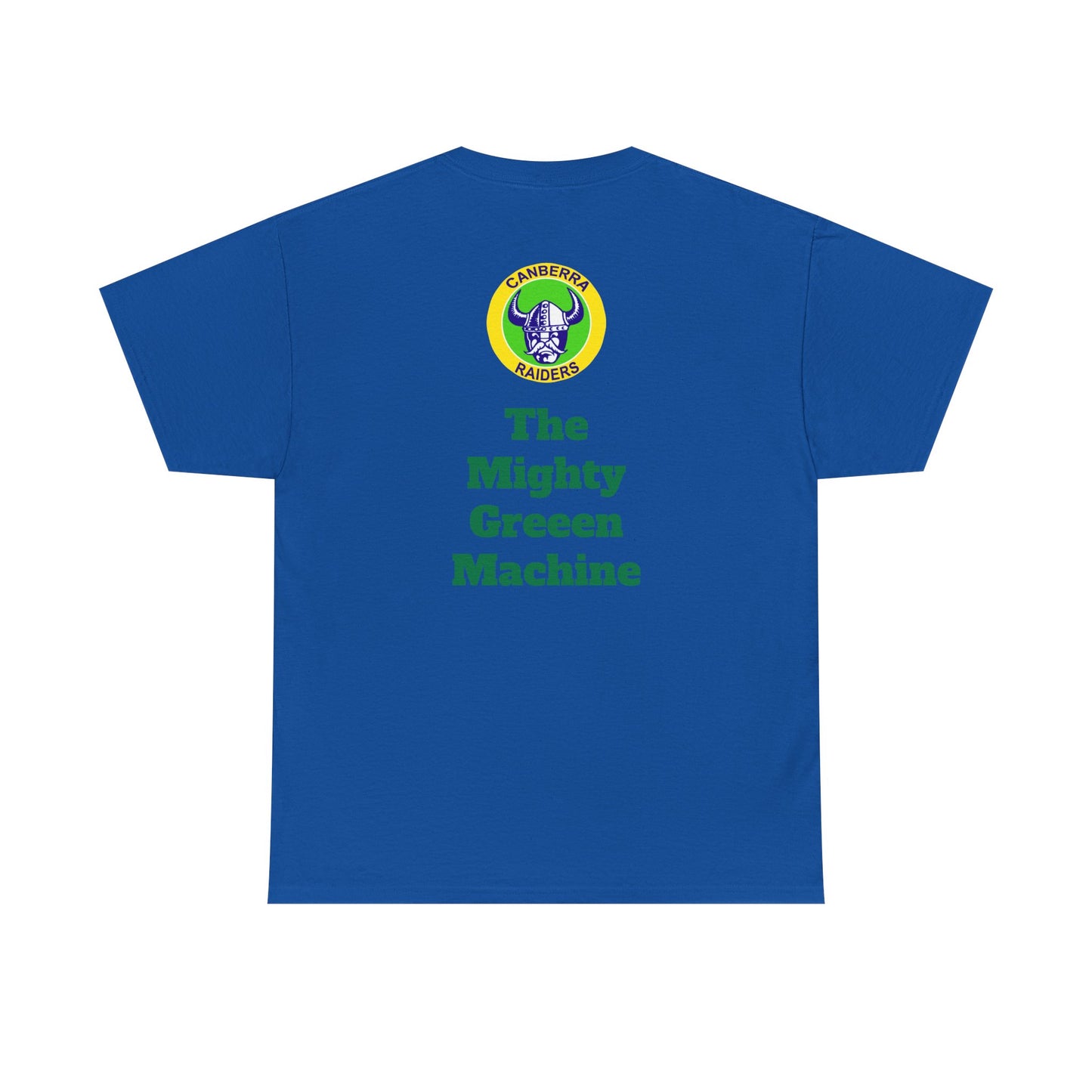 The Mighty Canberra Raiders Green Machine, Heavy Cotton T-Shirt, Graphic Tee, Sports Fan Apparel, Unisex Casual Wear.