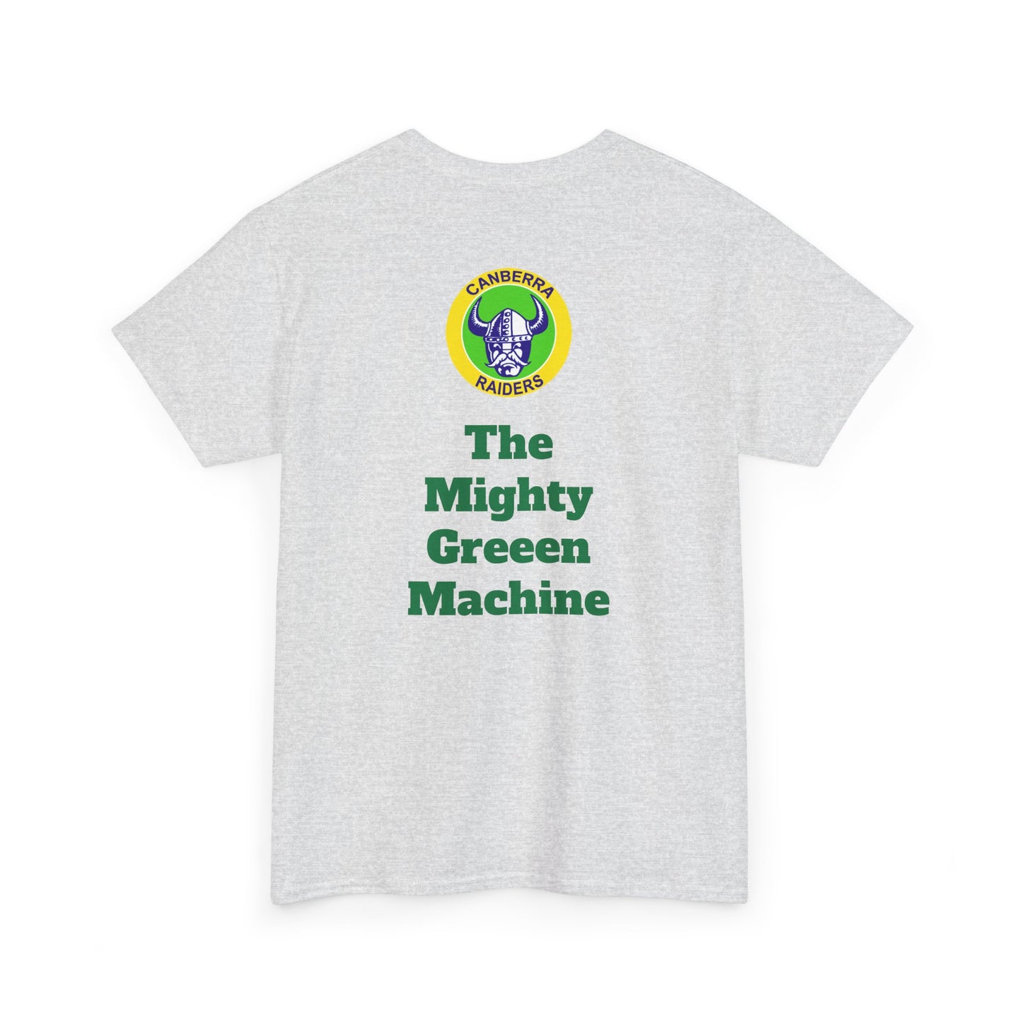 The Mighty Canberra Raiders Green Machine, Heavy Cotton T-Shirt, Graphic Tee, Sports Fan Apparel, Unisex Casual Wear.