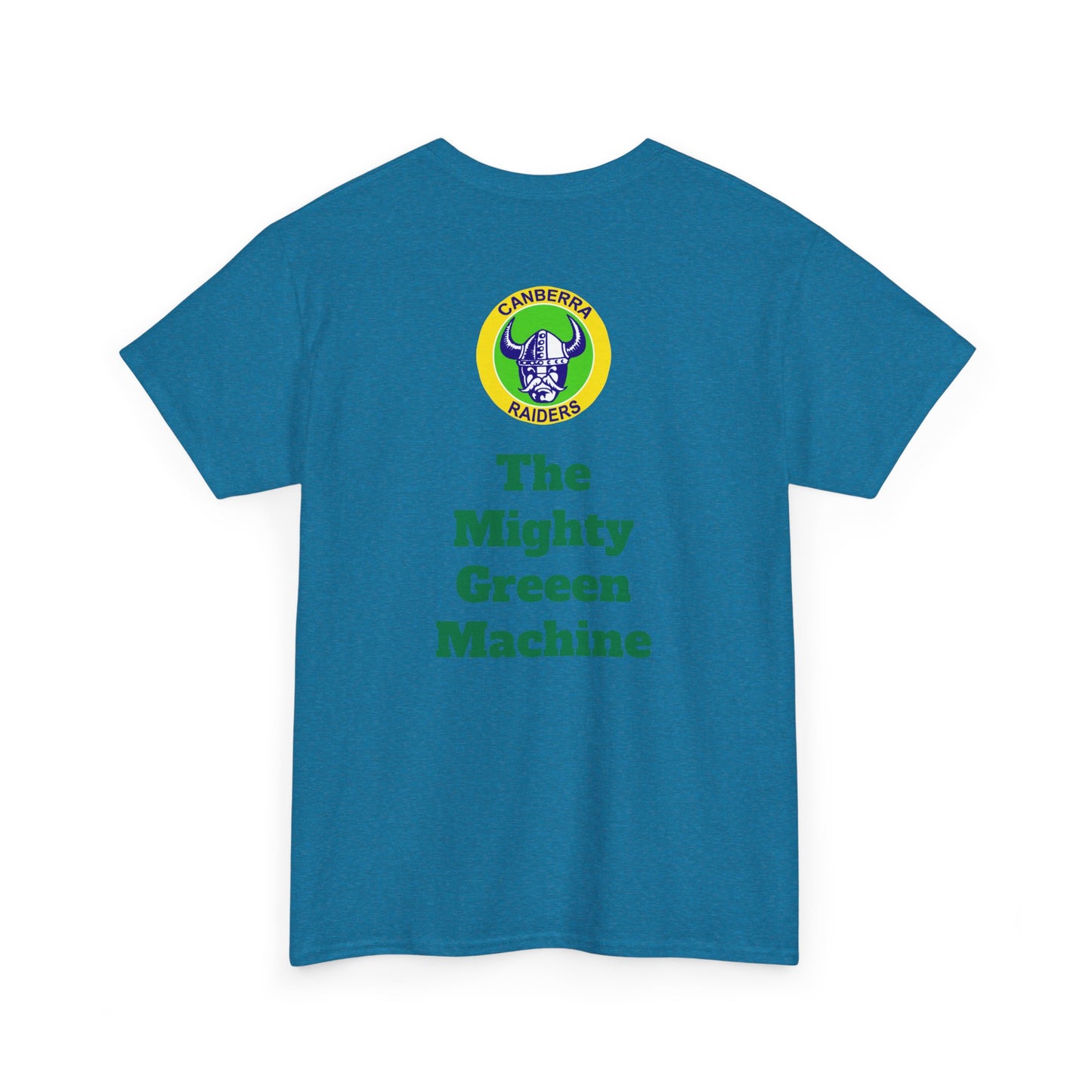 The Mighty Canberra Raiders Green Machine, Heavy Cotton T-Shirt, Graphic Tee, Sports Fan Apparel, Unisex Casual Wear.