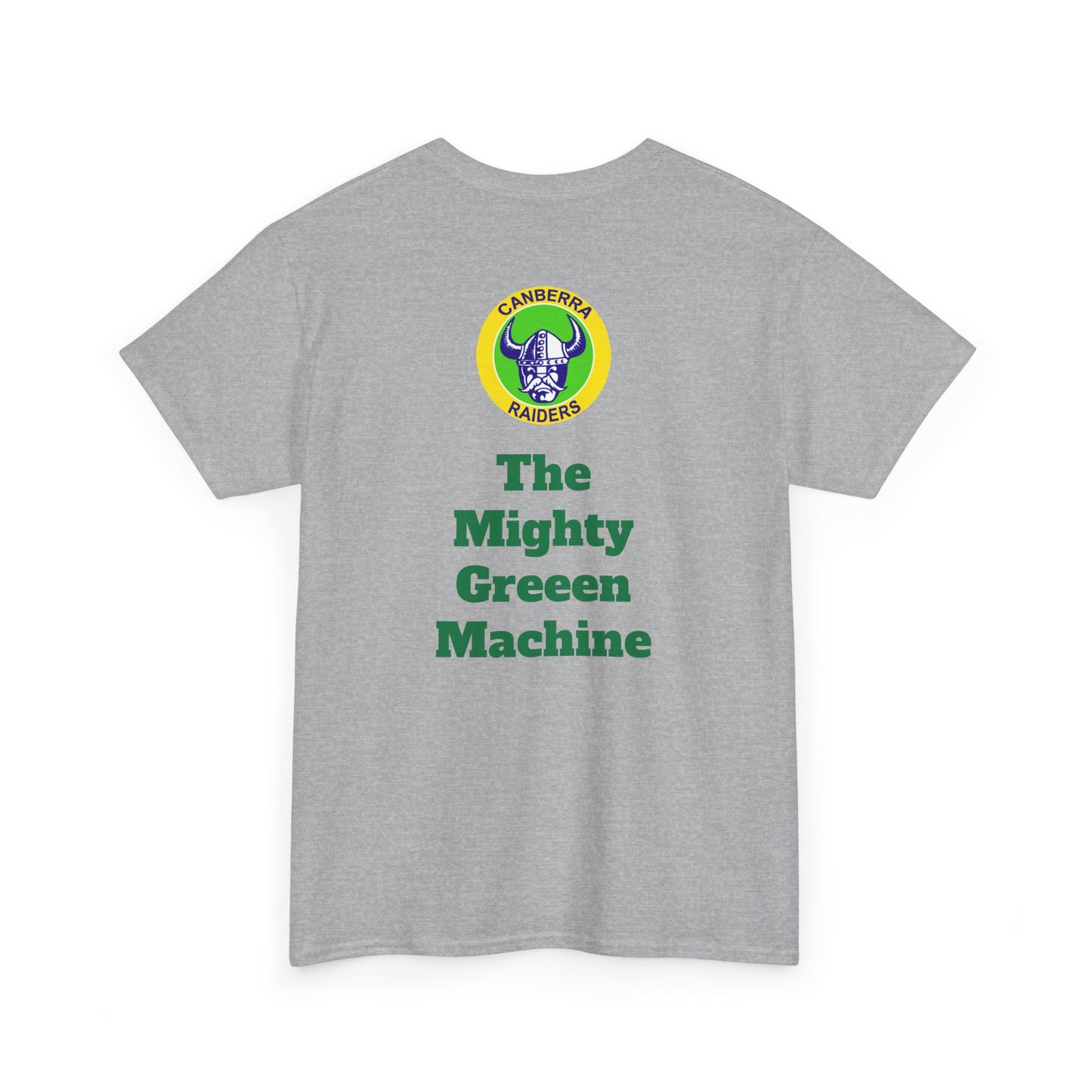 The Mighty Canberra Raiders Green Machine, Heavy Cotton T-Shirt, Graphic Tee, Sports Fan Apparel, Unisex Casual Wear.