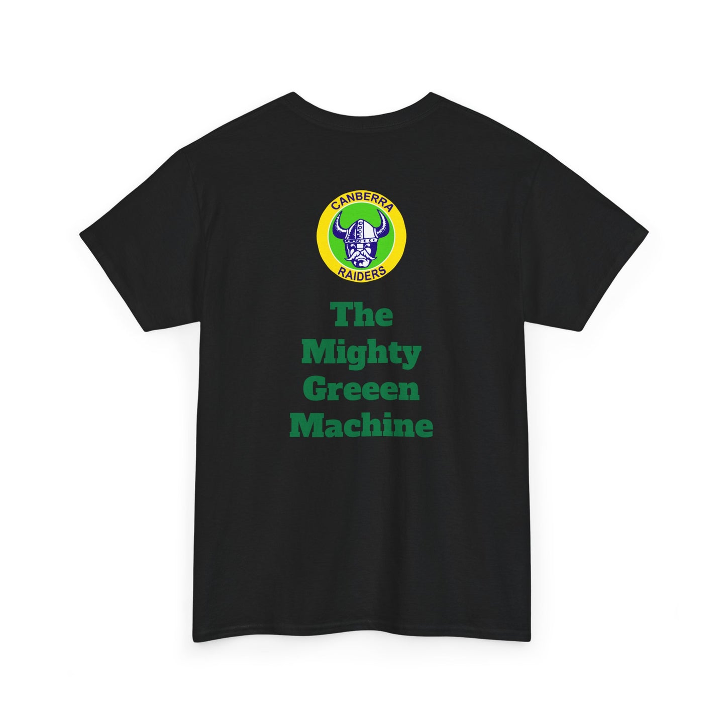 The Mighty Canberra Raiders Green Machine, Heavy Cotton T-Shirt, Graphic Tee, Sports Fan Apparel, Unisex Casual Wear.