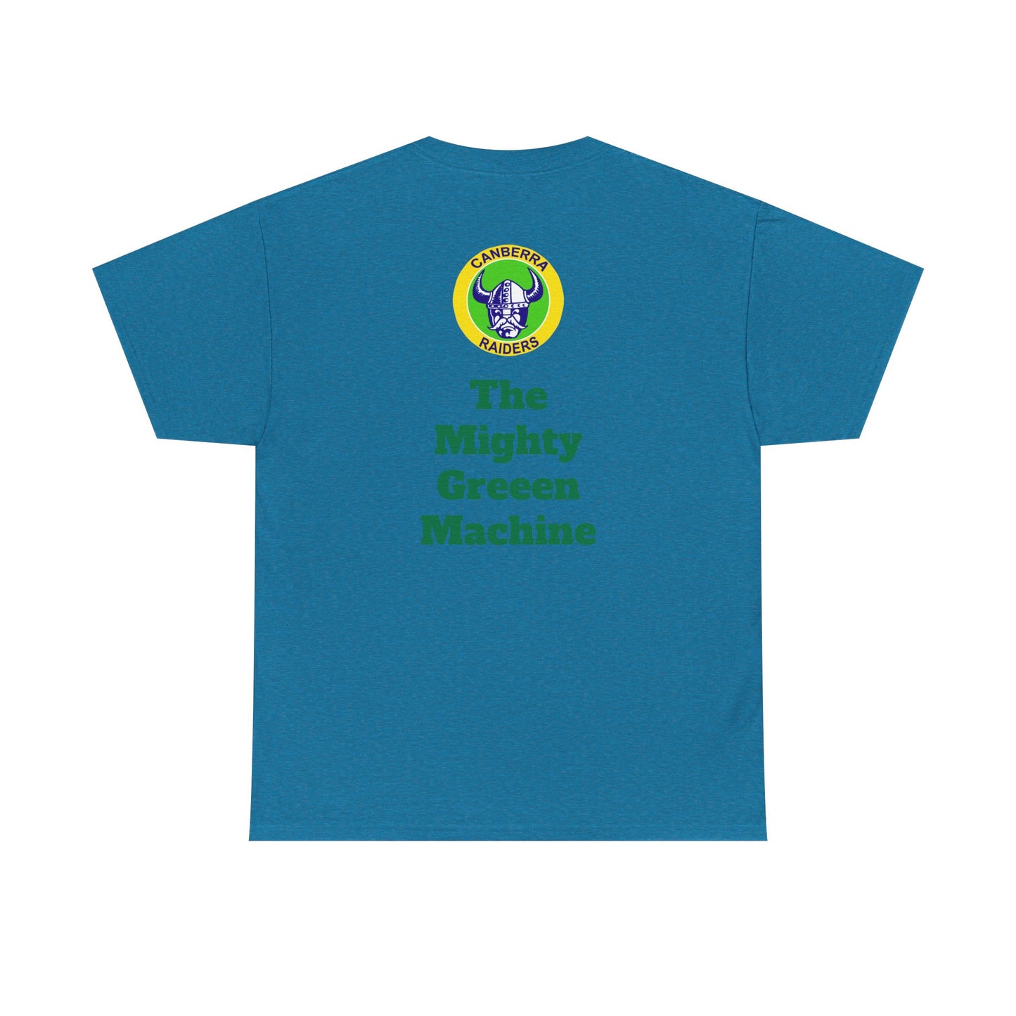 The Mighty Canberra Raiders Green Machine, Heavy Cotton T-Shirt, Graphic Tee, Sports Fan Apparel, Unisex Casual Wear.