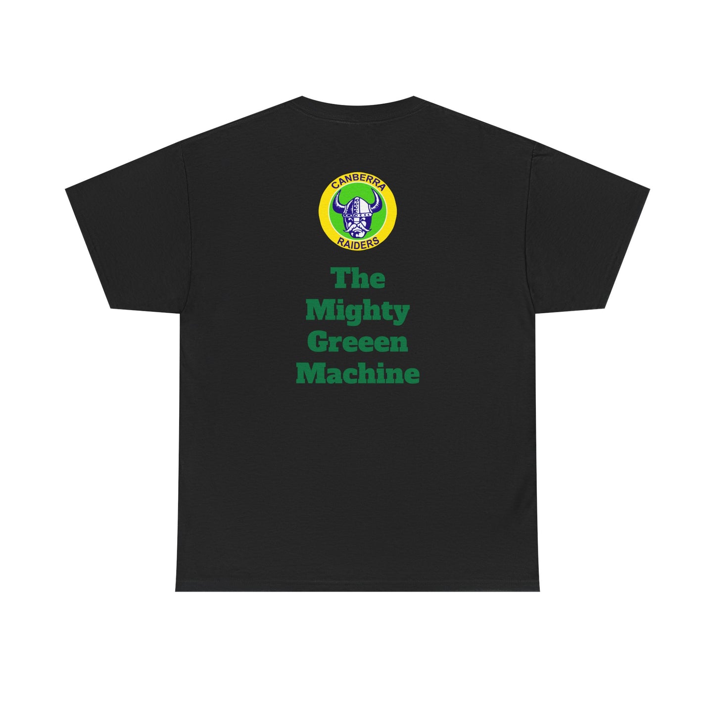 The Mighty Canberra Raiders Green Machine, Heavy Cotton T-Shirt, Graphic Tee, Sports Fan Apparel, Unisex Casual Wear.
