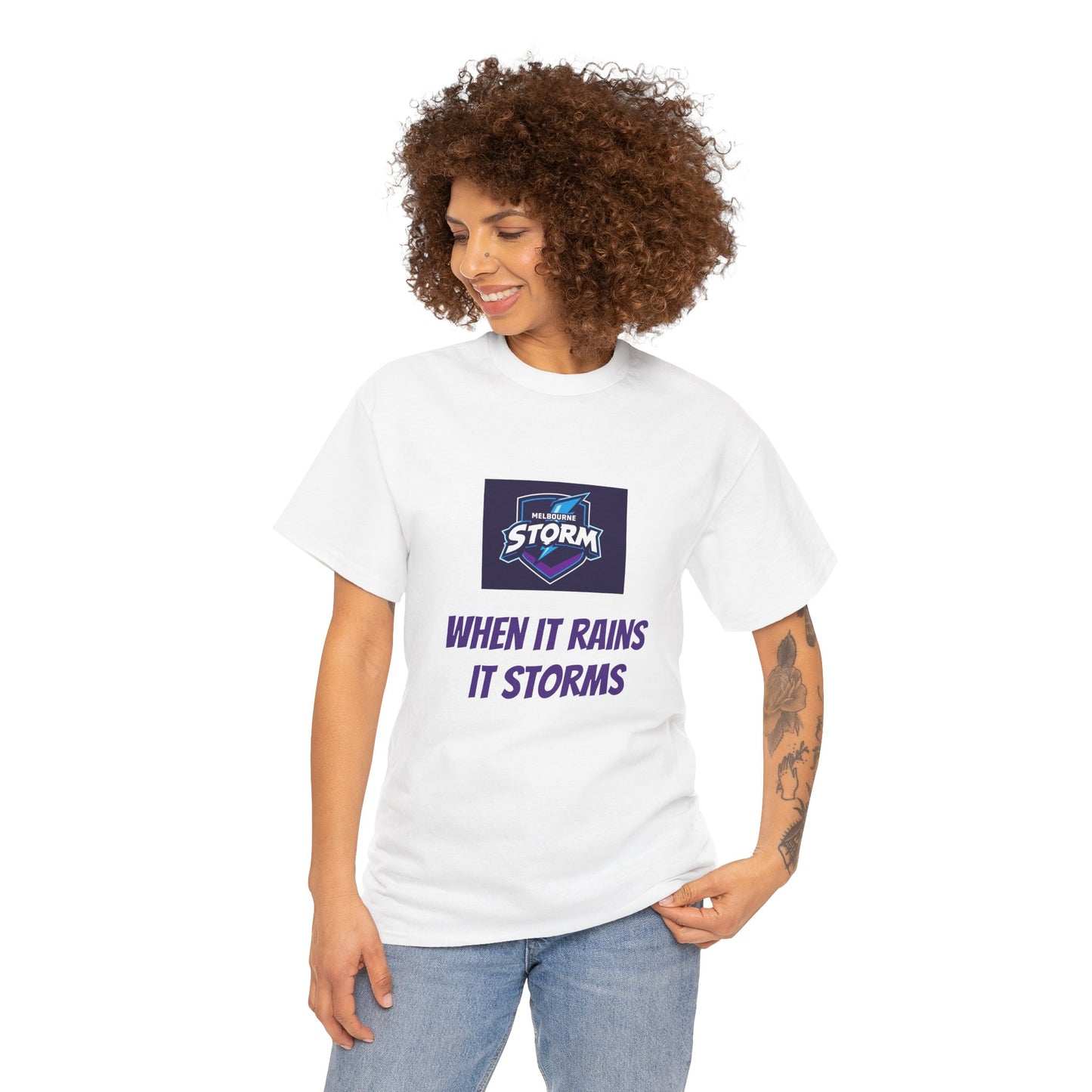 Melbourne Storm Unisex Heavy Cotton Tee | Perfect for Game Day, Sports Fan Gear, Custom Tee, Graphic Tee, Gift for Him/Her