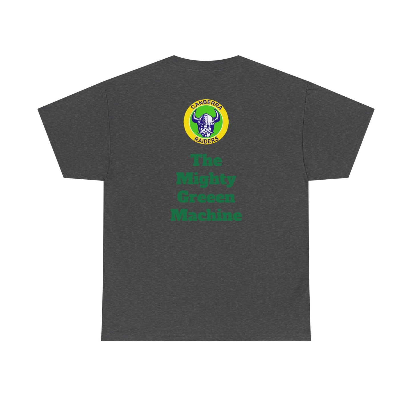 The Mighty Canberra Raiders Green Machine, Heavy Cotton T-Shirt, Graphic Tee, Sports Fan Apparel, Unisex Casual Wear.