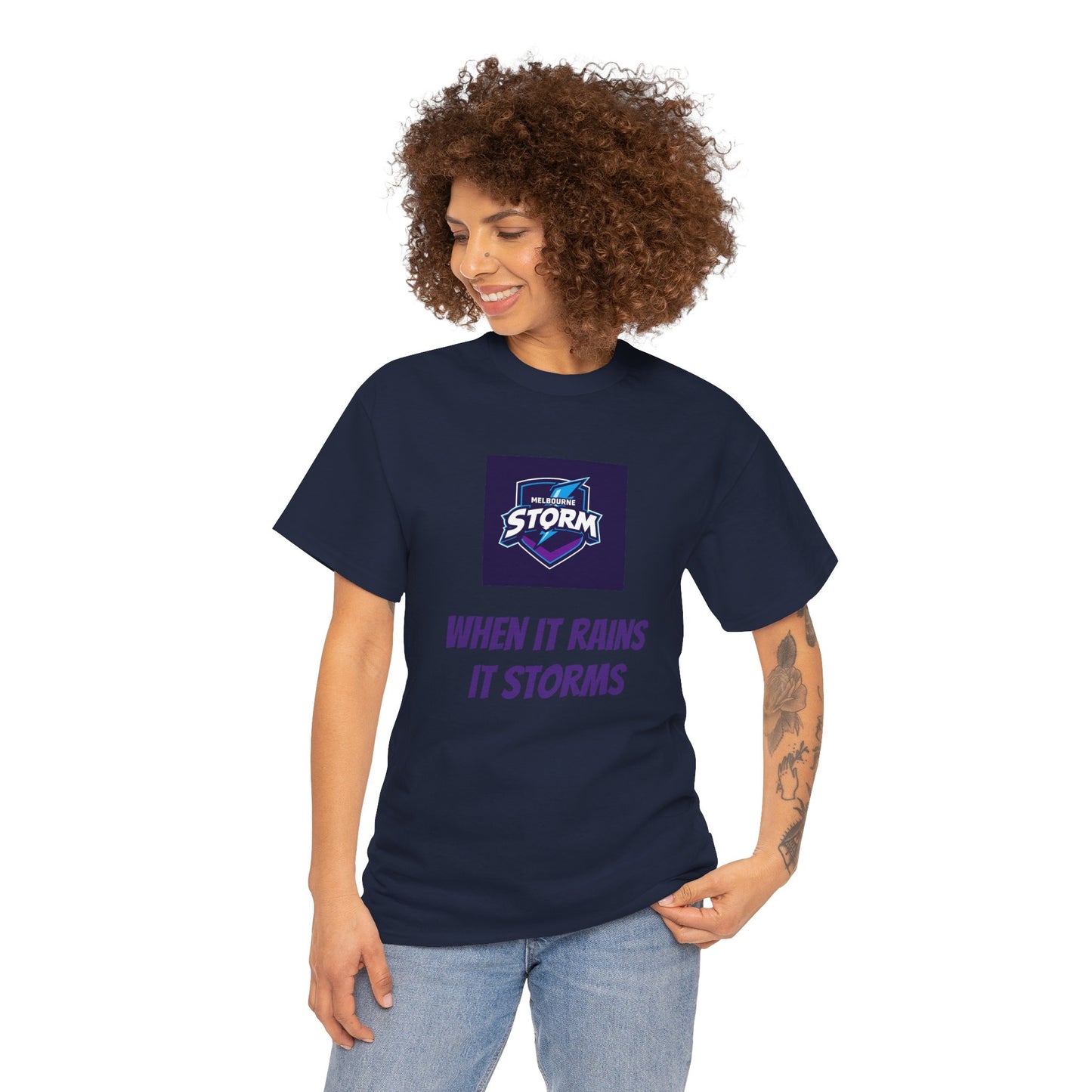 Melbourne Storm Unisex Heavy Cotton Tee | Perfect for Game Day, Sports Fan Gear, Custom Tee, Graphic Tee, Gift for Him/Her