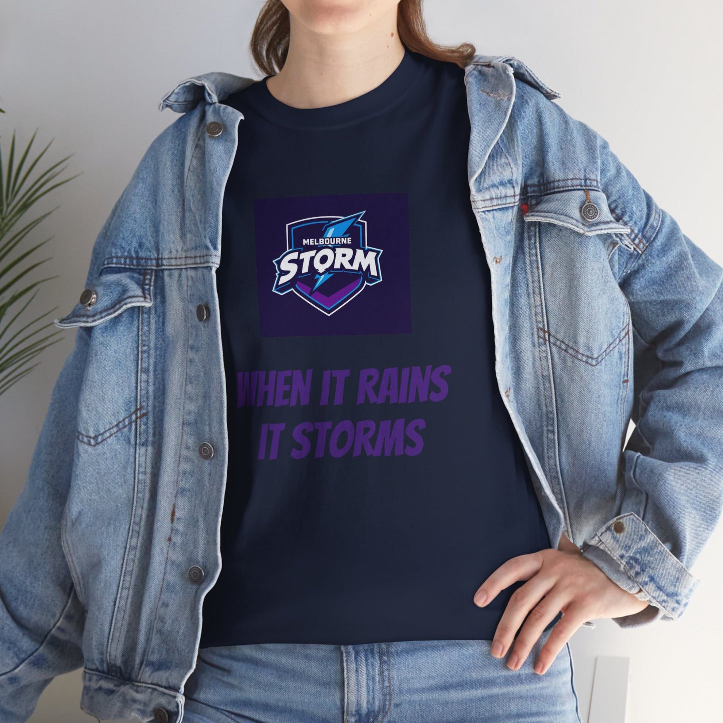 Melbourne Storm Unisex Heavy Cotton Tee | Perfect for Game Day, Sports Fan Gear, Custom Tee, Graphic Tee, Gift for Him/Her