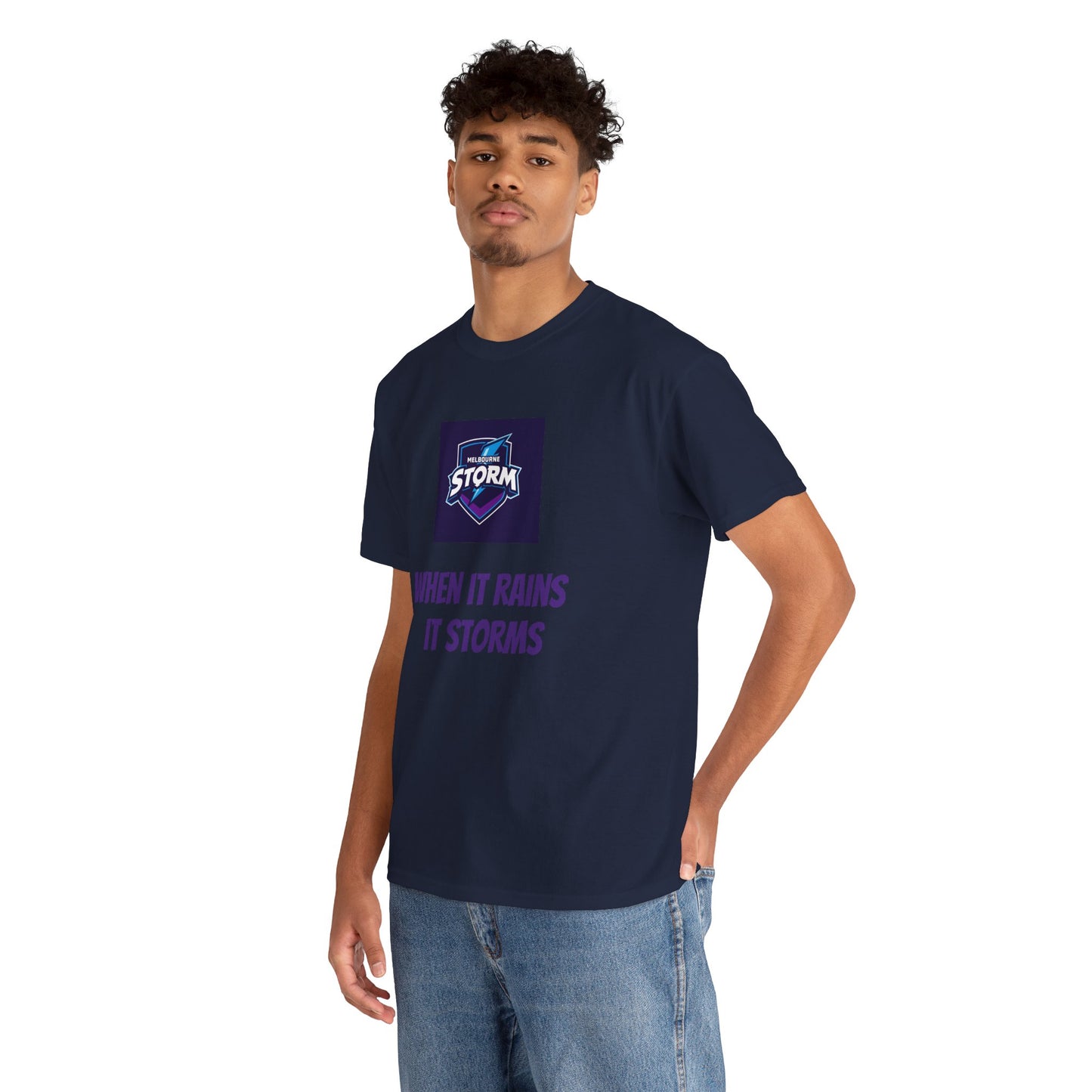 Melbourne Storm Unisex Heavy Cotton Tee | Perfect for Game Day, Sports Fan Gear, Custom Tee, Graphic Tee, Gift for Him/Her