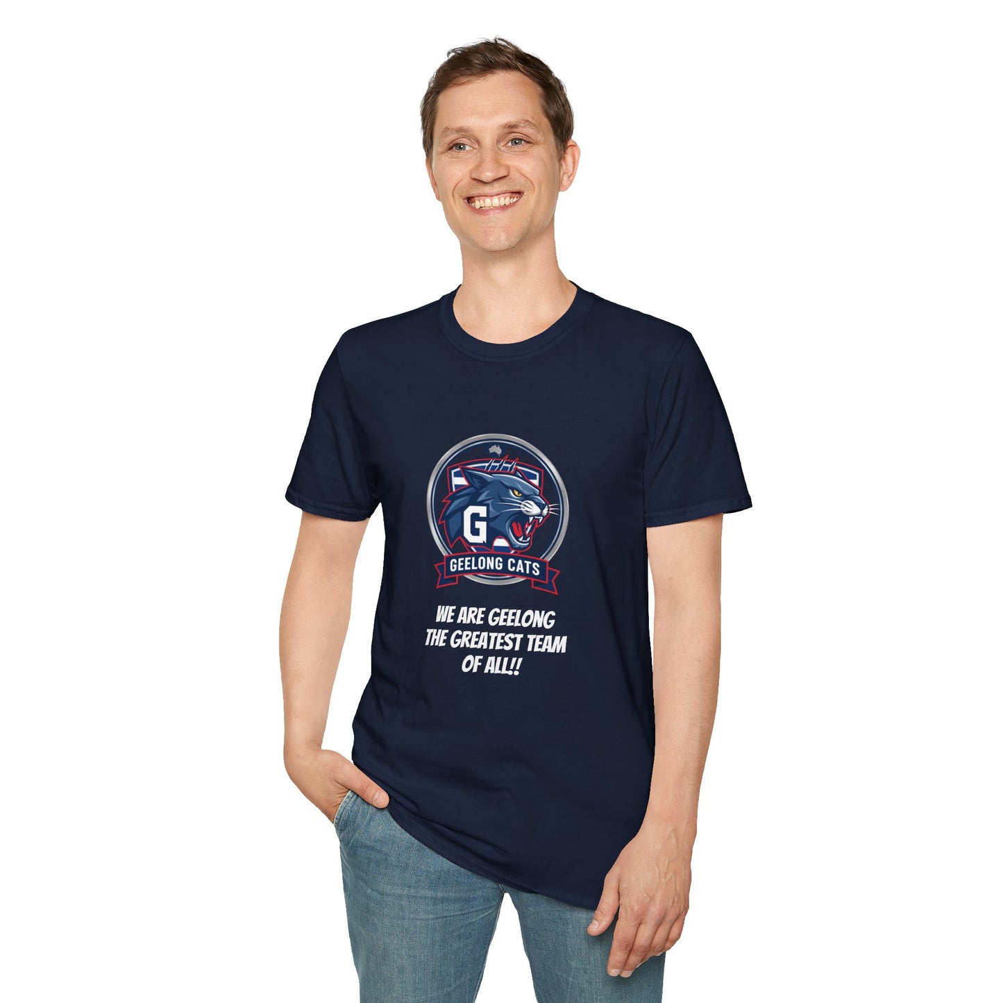 Geelong Cats Fan T-Shirt - Unisex Softstyle Tee for Game Days, Sports Events, Gifts, College Sports, Casual Wear