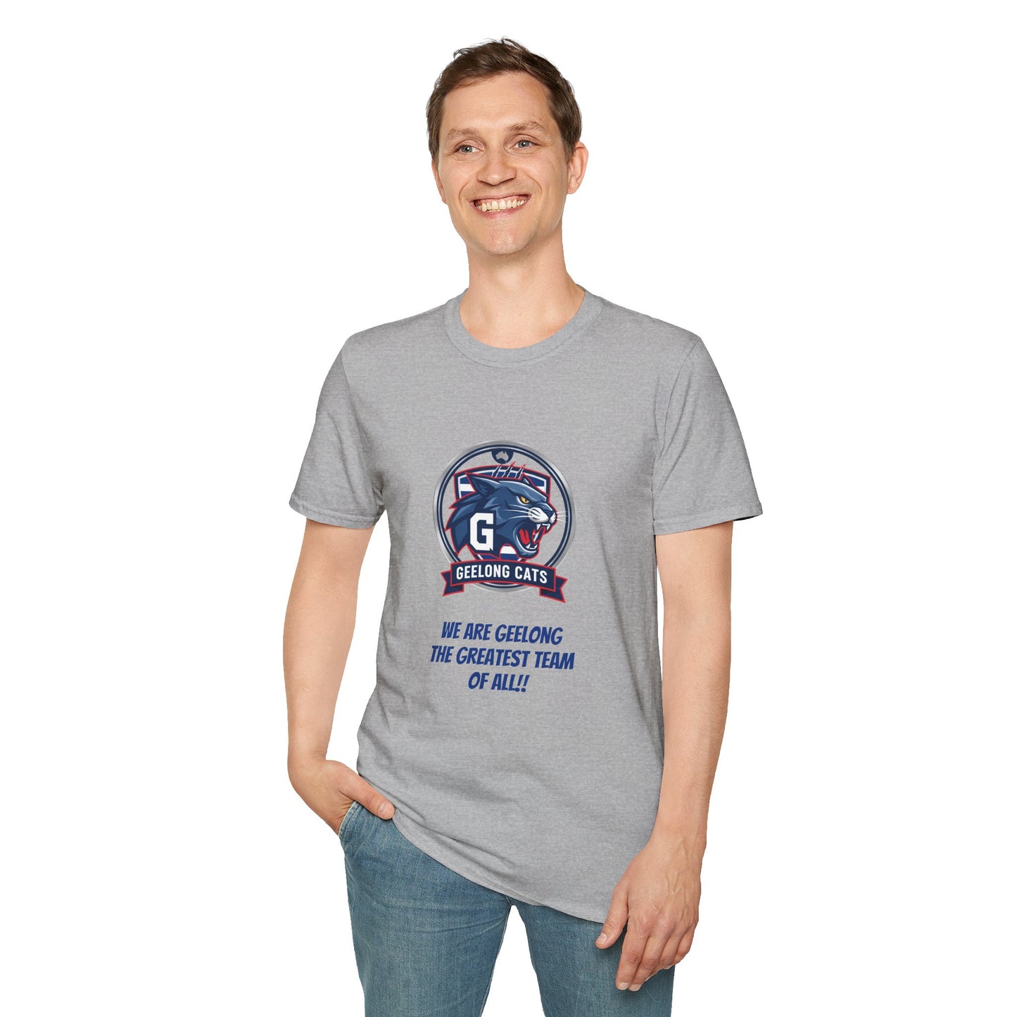 Geelong Cats Fan T-Shirt - Unisex Softstyle Tee for Game Days, Sports Events, Gifts, College Sports, Casual Wear