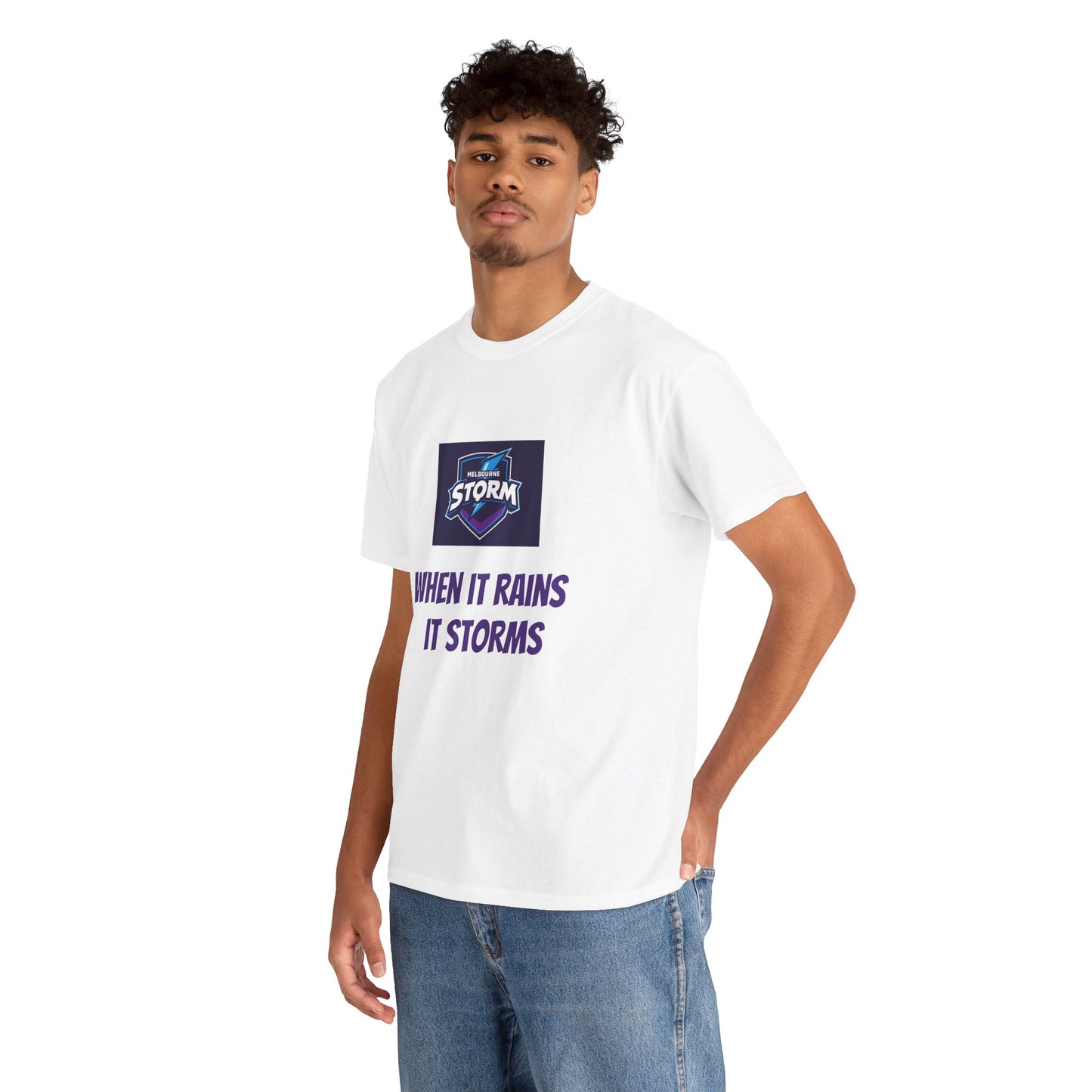 Melbourne Storm Unisex Heavy Cotton Tee | Perfect for Game Day, Sports Fan Gear, Custom Tee, Graphic Tee, Gift for Him/Her