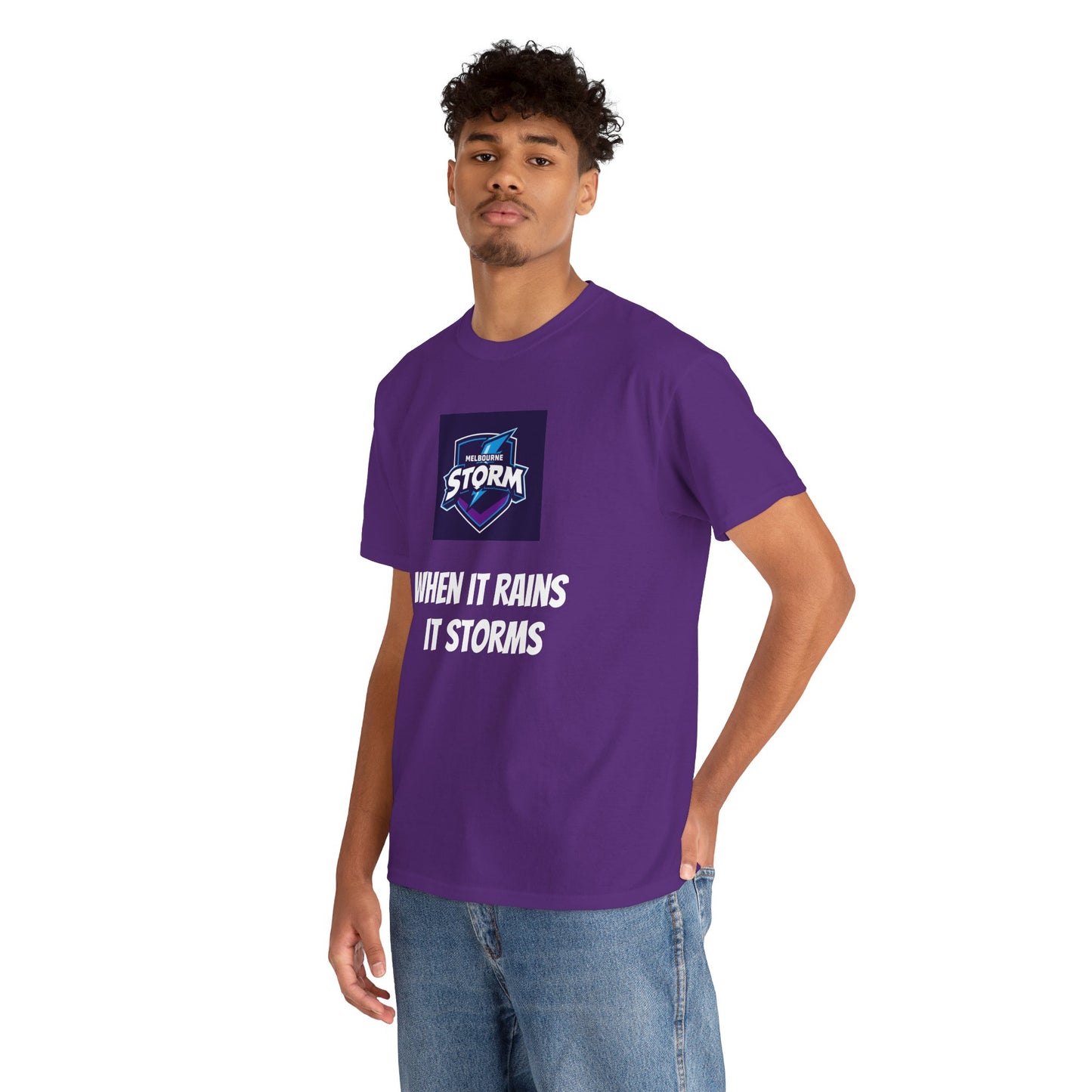 Melbourne Storm Unisex Heavy Cotton Tee | Perfect for Game Day, Sports Fan Gear, Custom Tee, Graphic Tee, Gift for Him/Her