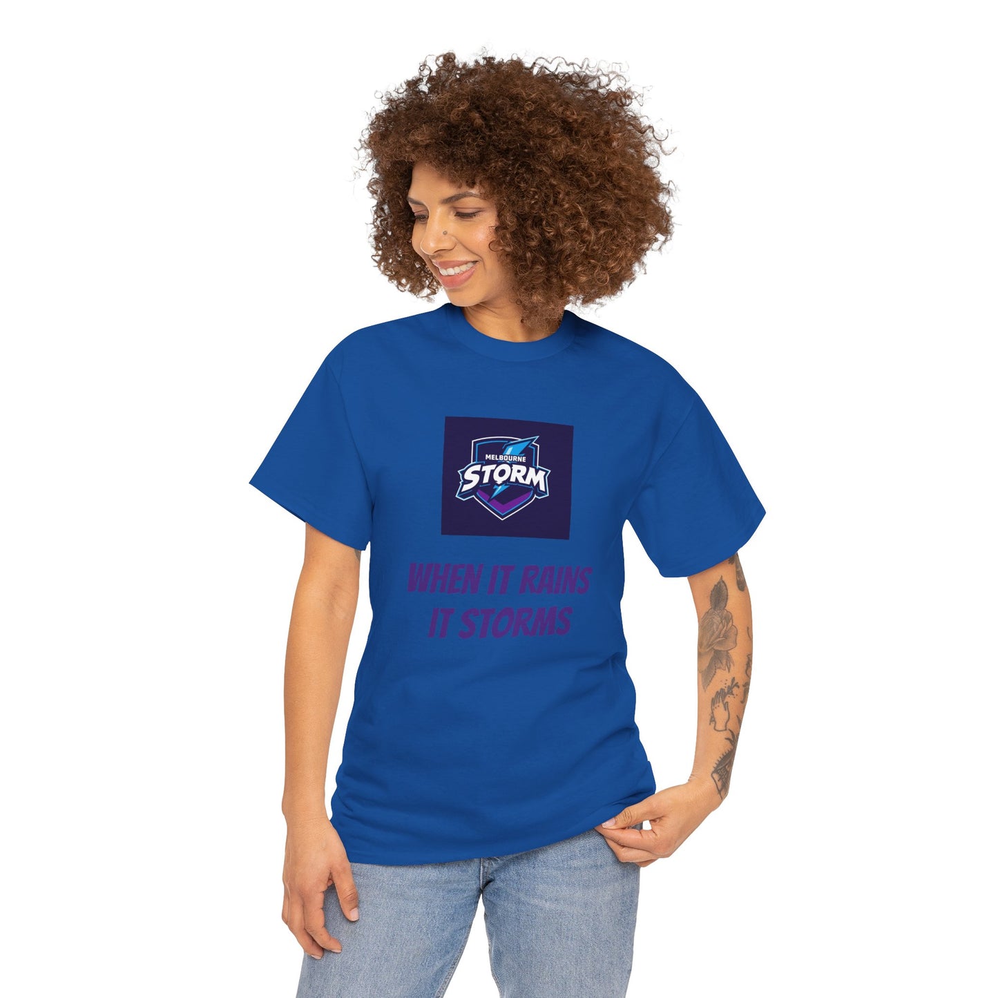 Melbourne Storm Unisex Heavy Cotton Tee | Perfect for Game Day, Sports Fan Gear, Custom Tee, Graphic Tee, Gift for Him/Her