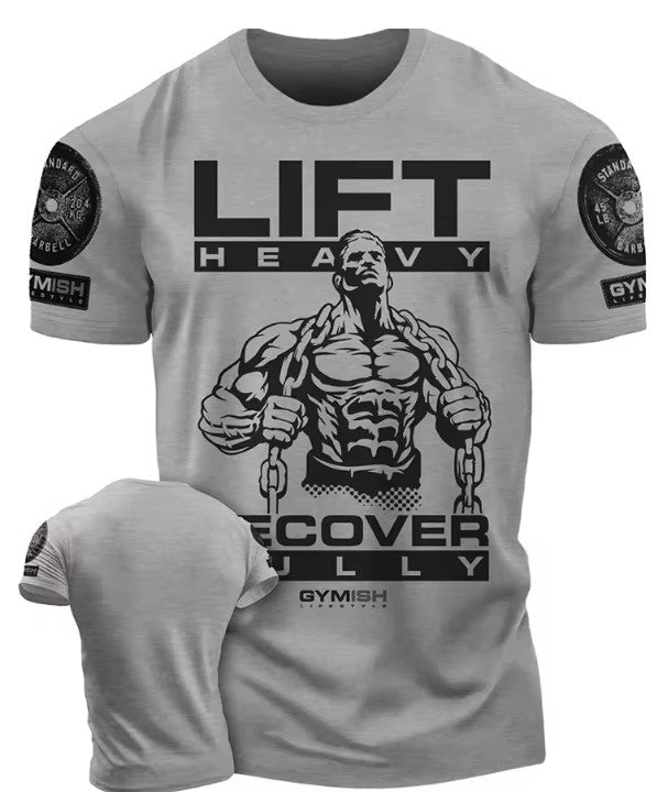 3D Printed Gym T-Shirt for Men with Messages – Cotton, Short Sleeve, Tough Guy Workout Shirt