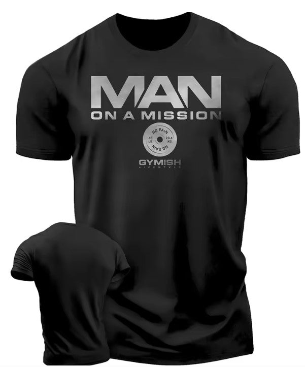 3D Printed Gym T-Shirt for Men – Cotton, Short Sleeve, Tough Guy Workout Shirt