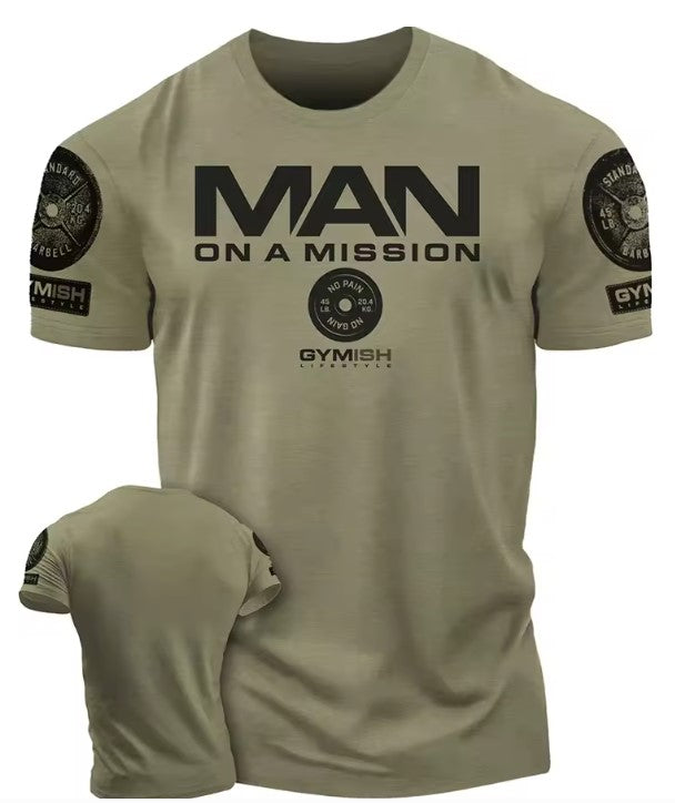 3D Printed Gym T-Shirt for Men – Cotton, Short Sleeve, Tough Guy Workout Shirt